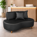 Ver imagem 1 de Sofa Curvo Corino Orgânico Preto 140cm Sala de Recepção Moderno Compacto - Top Sofás