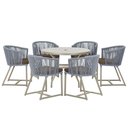 Ver imagem 1 de Mesa com 6 Cadeiras de Jantar Roma 120cm e Noronha em Alumínio Fendi Corda Náutica Estofado 9 Trama