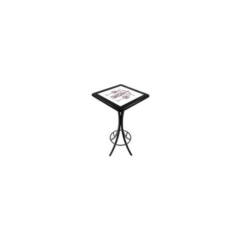 Mesa Madeira Azulejo 60x60cm - Bistrô Fixa 98cm - Preta - More Wine