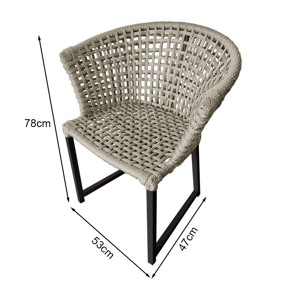 Cadeira Salinas Corda Náutica Base em Alumínio Preto/areia - 4