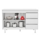 Ver imagem 3 de Balcão Gabinete Lux para Pia de 120cm 100% Mdf com Tampo 02 Portas e 03 Gavetas Branco - Desk Design