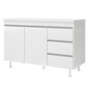 Ver imagem 1 de Balcão Gabinete Lux para Pia de 120cm 100% Mdf com Tampo 02 Portas e 03 Gavetas Branco - Desk Design