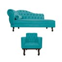 Ver imagem 2 de Kit Diva Recamier Diana 185cm Lado Direito e 01 Poltrona Classic Suede - Doce Sonho Móveis RECAMIER