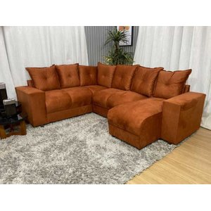 Sofá de Canto C/ Chaise - com 06 Lugares:terracota