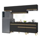 Ver imagem 2 de Armário De Cozinha 260cm Com Leds Multimóveis Preto/dourado
