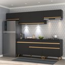 Ver imagem 1 de Armário De Cozinha 260cm Com Leds Multimóveis Preto/dourado
