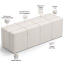 Ver mais imagens de Kit Cabeceira Cama Box King 195cm com Calçadeira Roma W01 Linho Champagne - Lyam Lyam Decor