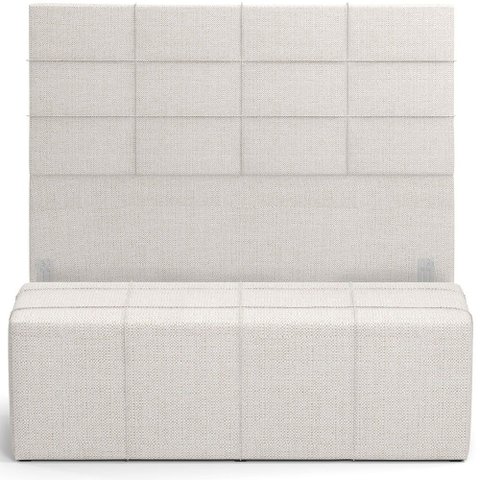 Kit Cabeceira Cama Box King 195cm com Calçadeira Roma W01 Linho Champagne - Lyam Lyam Decor