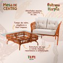 Ver imagem 3 de Jogo 2 Poltronas e Mesa de Centro Tampo de Vidro Aço e Corda Náutica Terracota Harpia Tecido Bege