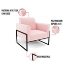 Ver imagem 6 de Kit 2 Poltronas Base Industrial Alta Preto Marisa Suede Rosa Bebê D03 - D’Rossi