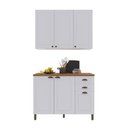 Ver imagem 2 de Cozinha Compacta Bariloche 6 Portas 2 Gavetas com Tampo e Pés 100% MDF Branco - Indékes