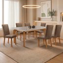 Ver imagem 2 de Mesa de Jantar Liz 180cm Tampo Mdf Vidro Canto Copo com 6 Cadeiras Lira