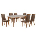 Ver imagem 1 de Mesa de Jantar Liz 180cm Tampo Mdf Vidro Canto Copo com 6 Cadeiras Lira