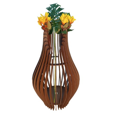 Vaso de Chão Decorativo Grande Andromeda Mdf:marrom/85x30cm
