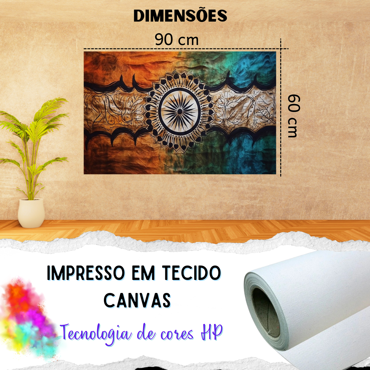 Quadro Grande em Tecido Canvas Decoração de Temática Indiana - 3