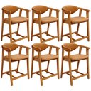 Ver imagem 1 de Kit 06 Banquetas Baixa Cozinha Sala de Jantar Bancada Cecília L02 Couríssimo Whisky - Lyam Decor