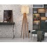 Luminária Chão 1,58m Abajur Coluna Madeira Piso Sala Escrito:Palha - 2