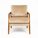 Ver imagem 3 de Kit 2 Poltronas Mona Luxo Madeira Maciça Veludo Bege para Sala de Estar Decorativa Moderna