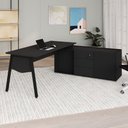 Ver imagem 1 de Mesa Gerente Dinâmica em L 2,00 m X 1,70 m com Tampo Chanfrado 45° Pés Cavalete e Armário