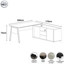 Ver imagem 3 de Mesa Gerente Dinâmica em L 2,00 m X 1,70 m com Tampo Chanfrado 45° Pés Cavalete e Armário
