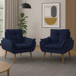 Kit 2 Poltronas Decorativas Opala Recepção Luxo Confortável - 1