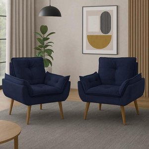 Kit 2 Poltronas Decorativas Opala Recepção Luxo Confortável