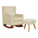 Ver imagem 1 de Poltrona C/ Puff Balanço Amamentação Aurora Suede Marfim - Lm Decor