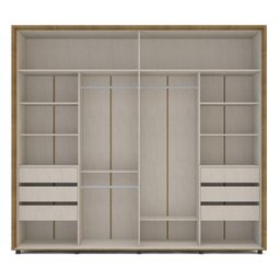 Roupeiro Casal 2 Portas de Correr 6 Gavetas Coimbra Freijó Off White Politorno - 4