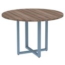 Ver imagem 1 de Mesa de Reunião Redonda P25 Pandin 110 Cm (largura) Tampo Mdp Walnut Pé Aço Tubular Azul Dali