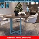 Ver imagem 2 de Mesa de Reunião Redonda P25 Pandin 110 Cm (largura) Tampo Mdp Walnut Pé Aço Tubular Azul Dali