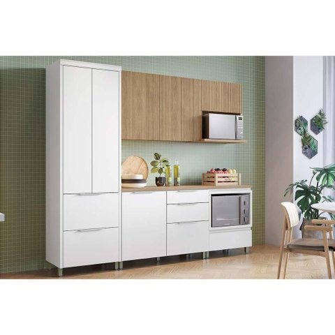 Cozinha Modulada Nesher Rainha e Marquesa 5 Peças (2aéreos+2balcões+1paneleiro) C5p111 Nature/