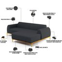 Ver imagem 4 de Sofá 3 Lugares com Chaise Direito Sala de Estar Molino 245cm D02 Linho Chumbo C-465 - Lyam Decor