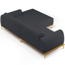Ver imagem 7 de Sofá 3 Lugares com Chaise Direito Sala de Estar Molino 245cm D02 Linho Chumbo C-465 - Lyam Decor