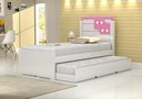 Ver imagem 1 de Cama de Solteiro Bibox Luiza Branco com Rosa/ com Auxiliar - Vitamov