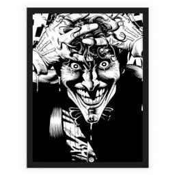 Vilão Coringa preto e branco retrô vintage quadro - 1