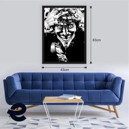 Vilão Coringa preto e branco retrô vintage quadro - 2