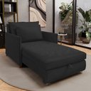 Ver imagem 4 de Poltrona Retrátil Cama Solteiro 2 em 1 Zia Confortável e Funcional Veludo Preto - Desk Design