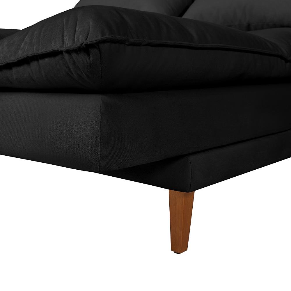 Sofá Cama Vancouver Suede 3 Lugares Preto 381 Império Estofados - 3