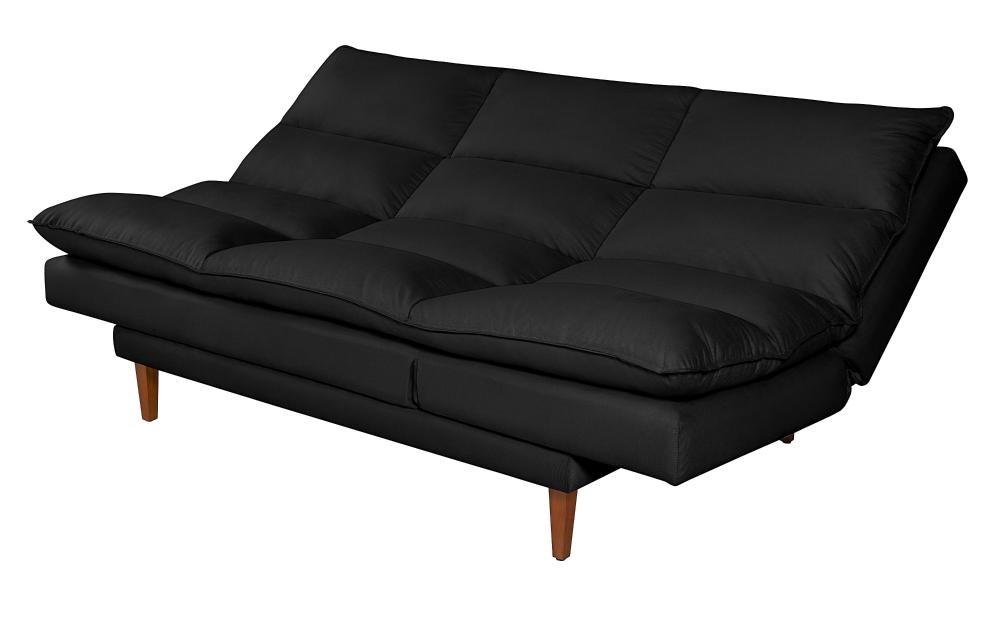 Sofá Cama Vancouver Suede 3 Lugares Preto 381 Império Estofados - 2