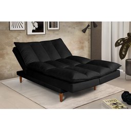 Sofá Cama Vancouver Suede 3 Lugares Preto 381 Império Estofados - 1