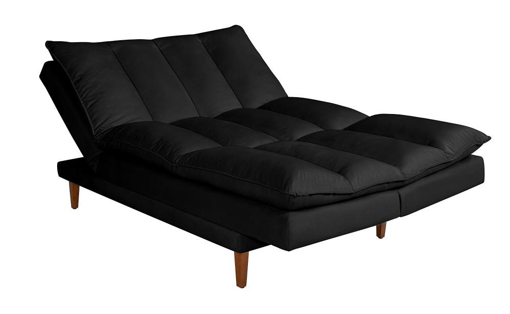 Sofá Cama Vancouver Suede 3 Lugares Preto 381 Império Estofados - 4