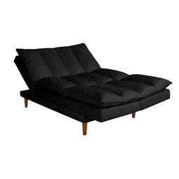 Sofá Cama Vancouver Suede 3 Lugares Preto 381 Império Estofados - 4