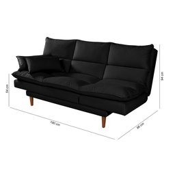 Sofá Cama Vancouver Suede 3 Lugares Preto 381 Império Estofados - 7