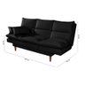 Sofá Cama Vancouver Suede 3 Lugares Preto 381 Império Estofados - 7
