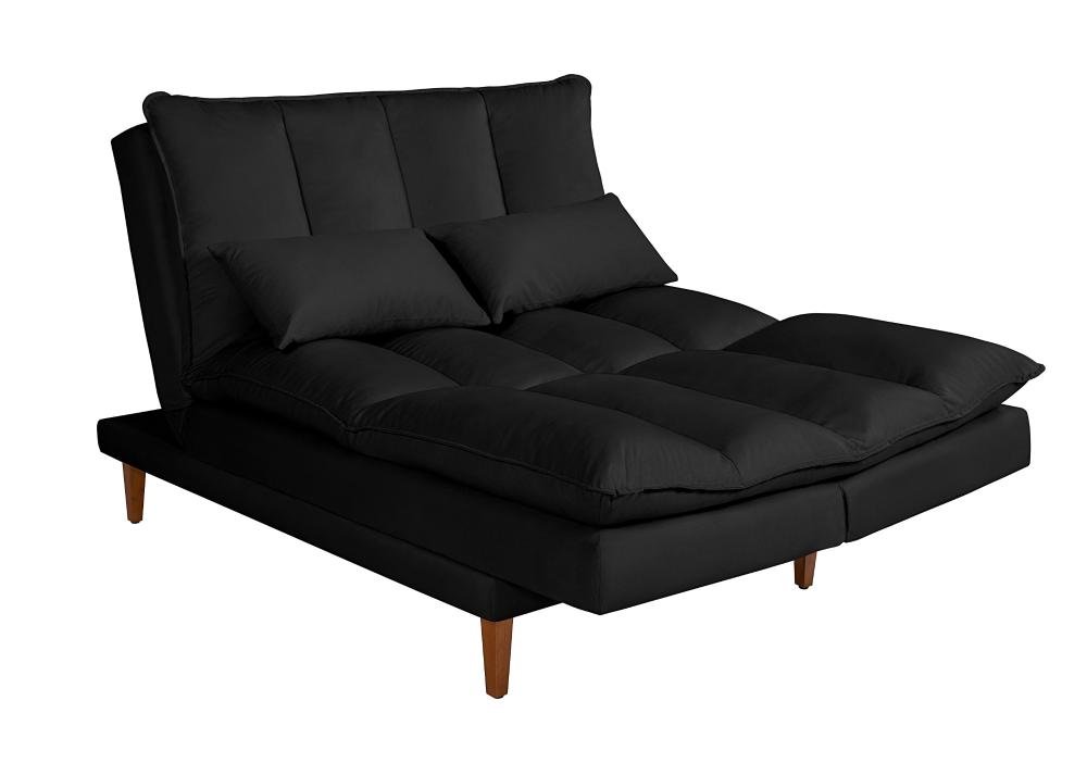 Sofá Cama Vancouver Suede 3 Lugares Preto 381 Império Estofados - 5