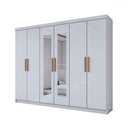 Ver imagem 4 de Guarda-roupa Casal Aurora 6 Portas 2 Gavetas com Espelho Branco Neve - Panorama Móveis