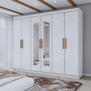 Ver imagem 1 de Guarda-roupa Casal Aurora 6 Portas 2 Gavetas com Espelho Branco Neve - Panorama Móveis