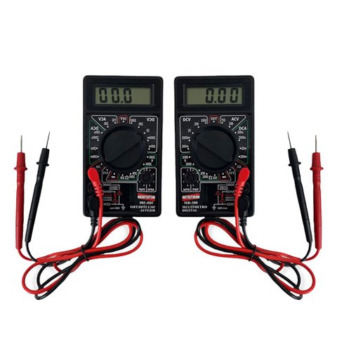 Kit 2 Multímetro Digital Tensão Corrente 3½ Dígitos Resistência Diodo Hfe Cat Iii 1000v Md-300 Portá