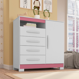 Cômoda Sapateira 4 Gavetas e 1 Porta Alexa Branco - 6