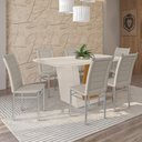 Ver imagem 1 de Mesa de Jantar 6 Lugares Viena Tokio com Vidro Cromado/off White/nature - Art Panta